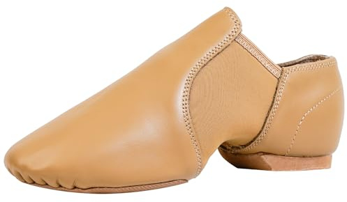 flexdans Scarpe Jazz, Slip on Vera Pelle Scarpe Danza,Scarpe da Ballo Jazz per Uomo Donna F010 Brown 36