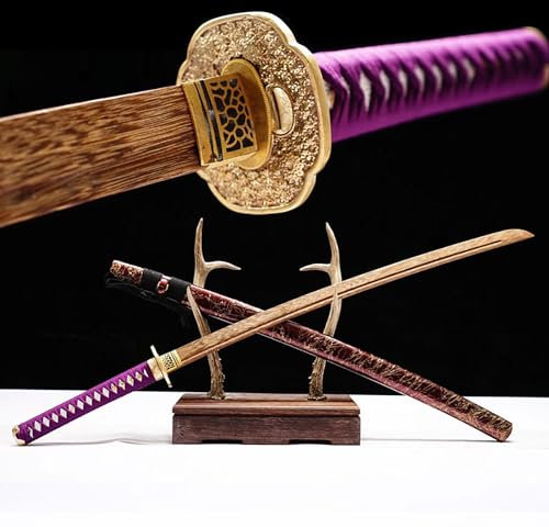 HJHUUA 105cm großes Traditionelles Holzschwert aus Palisander mit Scheide, für Anime, Training, Cosplay, Requisiten, Iaido, Weihnachten, Geburtstage, Geschenke für Männer und Frauen