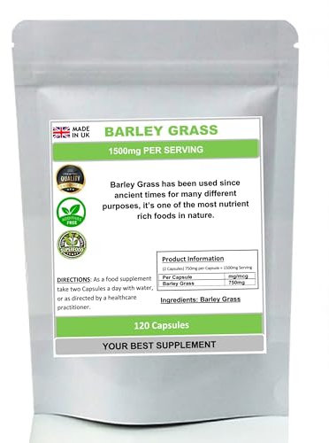 Barley Grass Capsules 750mg- Pure,Antioxidant (High Strength) No fillers (120)