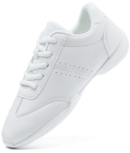 TWDKCHER Cheer Shoes flickor vit ungdom kvinnor Cheerleading, skor dans atletisk träning andas dans lätt tävling barn Cheer sneakers storlek, Vitt02, 3.5 US Big Kid