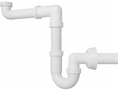Schläfer 4395023 | Sifone Universale 11/4 per lavelli - Uscita diam40mm, Set Sifone a S in Plastica, Scarico Lavandino Autopulente Salvaspazio 1 Vasca Lavello Collegamento Singolo
