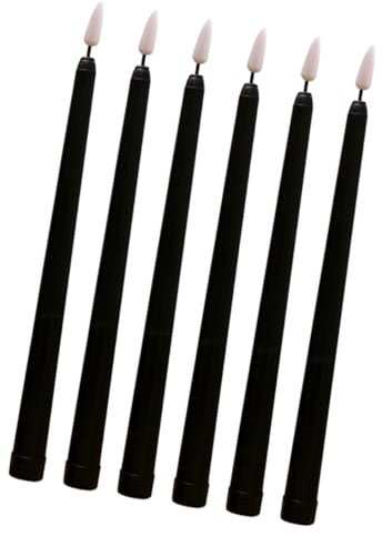 JEWEDECO 6stücke Led Stabkerzen Schwarz Batteriebetrieben Flammlos Warmweiß Dekorative Weihnachtskerzen Für Tischbeleuchtung Festliche Stimmungslichter Hochzeit Kirchen Party
