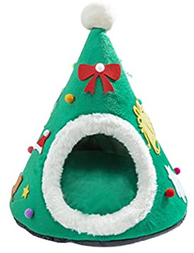 Tenda da letto a forma di albero di Natale, per gatti piccoli e grandi, lavabile in lavatrice, cuscino ultra morbido