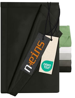 npluseins Bettlaken ohne Spanngummi - Ultrasoft und superweich - Betttuch für Bett Wohnmobil Camping Decke Reisedecke Ultraleicht – Laken 1628.2375, 150 x 250 cm, schwarz