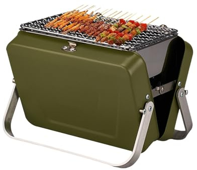 Barbacoa de carbón portátil, pequeña barbacoa de carbón de leña portátil - Parrilla de mesa de camping - Cocina plegable para camping patio trasero y en cualquier lugar cocina al aire libre