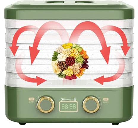 Deshidratador de Alimentos para el hogar, máquina Secadora de Frutas y Verduras de 6 bandejas, Temporizador de 48 Horas y Control de Temperatura de 35 a 70 °, deshidratador de Alimentos Profesional