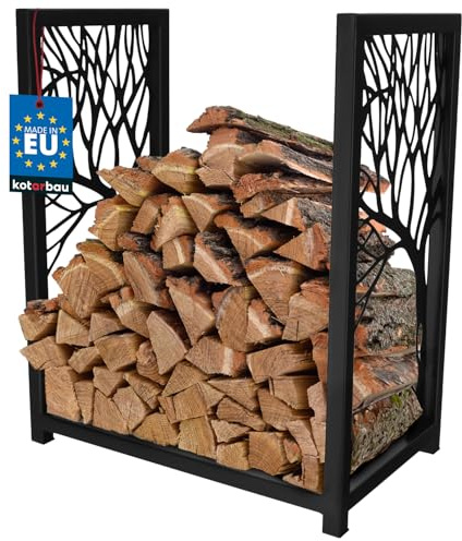 KOTARBAU® Range Bûche Intérieur - Acier Revêtu Poudre - 50 x 30 x 60 cm - Porte Buche - Panier a Bois - Support Bois de Chauffage - Noir - Décoratif - Moderne - Robuste