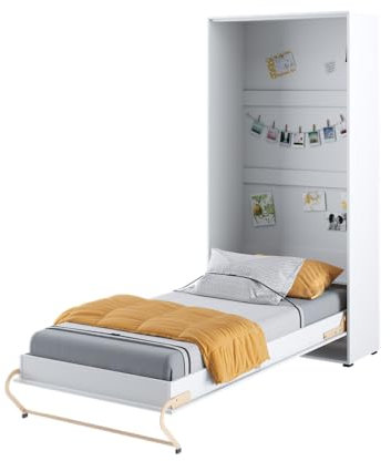 Friderik Concept PRO 3 CP-03 Wandklappbett Vertikal Schrankbett mit LED und Einer Presto-Matratze, 90x200 cm (Weiß)
