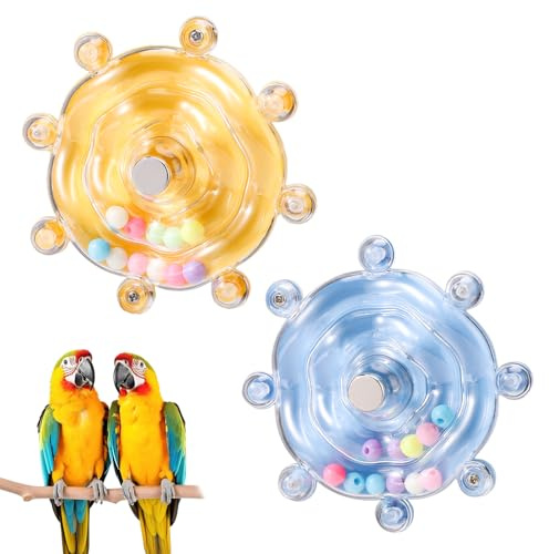 Lyreh 2 Stück Vogelspielzeug für Sittiche, Bunt Sittichspielzeug-Rad Lustiges Interaktiv Sich Drehendes Rasselspielzeug für Nymphensittiche Vogelkäfig zum Kauen für Bewegung Unterhaltung