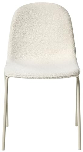 Beliani Conjunto de 2 sillas de Conferencia tapicería de bouclé Patas de Hierro apilables Muebles de Oficina Blanco Crema Loma
