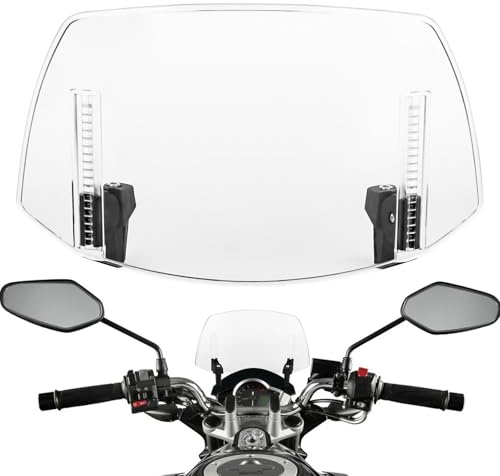 Junrvivy Motorrad Windabweiser – 29,5 x 22 cm, Höhenverstellbar Motorrad Windabweiser, ABS Weiß, Windabweiser für viele Modelle, Einfache Montage