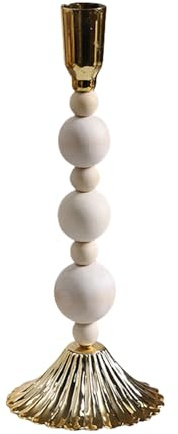 Elegante supporto affusolato con perline di legno disegni candelabro in metallo candelabro per la casa tavolo centrotavola Decors tavolo da pranzo centrotavola candeliere