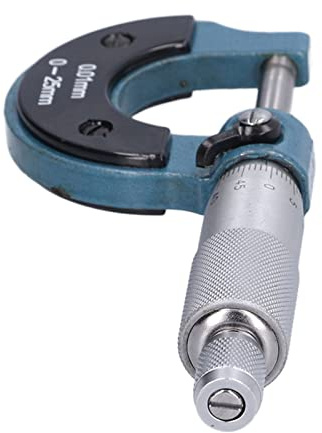 Generic Micrómetro Exterior, Herramienta de Medición de Grosor de Precisión de 0.01 Mm Portátil con Llave para Equipos de Maquinaria (0-25 mm)