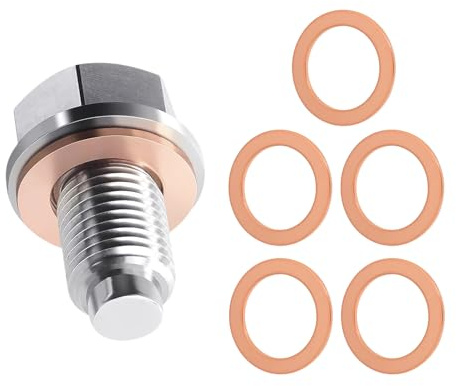 Magnetische Ölablassschraube M14x1,5 mit Dichtring, Verschlussschraube Ölwanne aus Edelstahl mit Neodym Magnet, Öl Ablassen Schraube für Auto Motorrad Boot, langlebig & Dicht