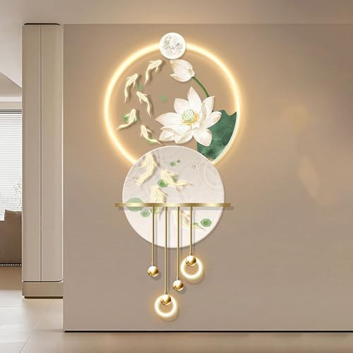 3D Relief LED Decorative Painting,Creative landscape modern home decor landscape wall sculpture,crystal porcelain wall art,3D Wall Art for Home Entrance Corridor Bedroom(B,157*70cm/61.8*27.5in)