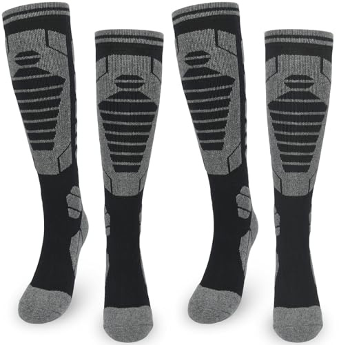 ouhos 2 Paia di Calze Sci per Donna, Calde Calze Termiche per Sport Invernali, Calze Sportivi Termici per Donna 39-42 (IT, Numero, 39, 42, Regular, Regular, nero e nero)