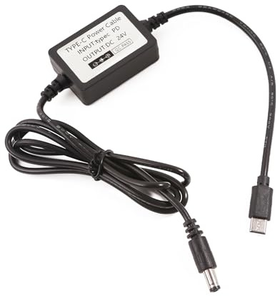 Cable USB tipo C 20 V Entrada 3 A Corriente 24 V 1 A Salida CC 5,5 x 2,1 mm Cable de alimentación convertidor