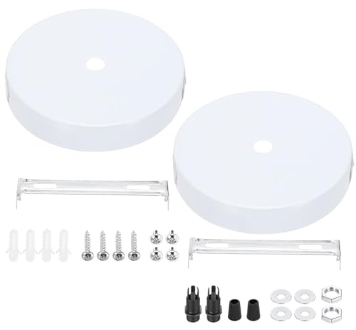 ZORVYN 2 pcs Deckenbaldachin, Anschlussdose aus Metall, 1 Loch Runder Lampenschirm, Deckenrosette, alle Lampen Geeignet (100x20mm) (Weiß)