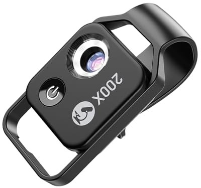 Microscopio de teléfono 200X con lente/luz LED/clip universal para smartphone Enjoy Microworld para niños y adultos microscopio de teléfono