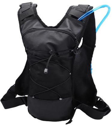 Aomiun Gilet idrico da corsa, zaino 2L con sacca idrica, tasche multiple, leggero, traspirante, cintura toracica regolabile, per escursioni, ciclismo, sci (nero con sacca idrica da 2 litri)