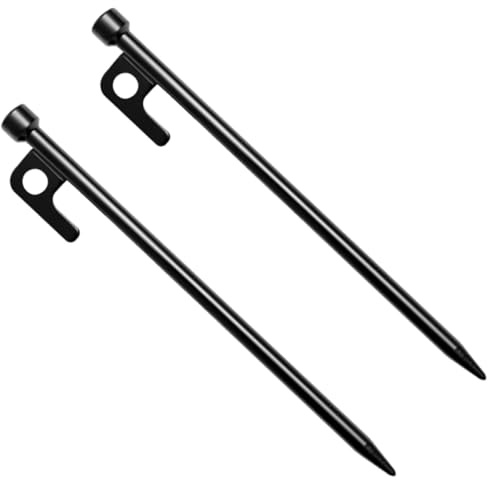 Alasum 2 Stück Metall Zeltheringe 30cm Zeltboden Nägel mit Haken für Camping Outdoor Rostfreie Bodenpfähle für Festen Halt Gras Hartboden und EIS