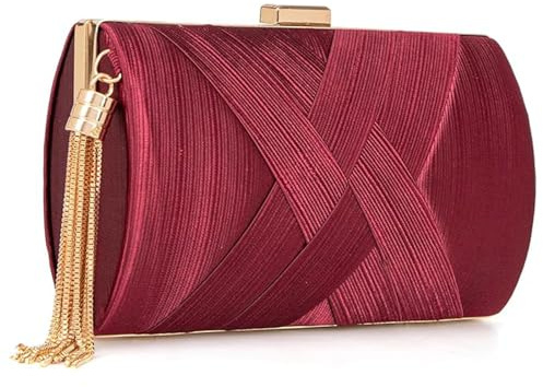 XINGSHUNFU Damen Abend-Clutch mit Quaste Abendtasche Crossbody Schultertasche für Hochzeit Party Formal