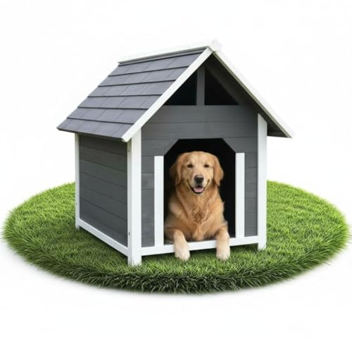 Mucola Hundehütte Hundehaus XXL wetterfest 75x115x95 cm Holz Blockhaus | für mittelgroße Hunde, Eingang 34x44 cm, 7 cm erhöhte Füße gegen Bodenkälte und Feuchtigkeit, leicht zu reinigen