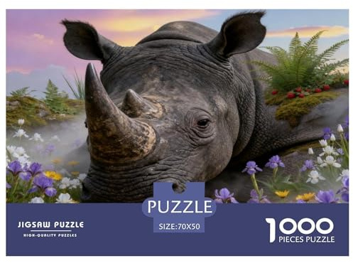 Puzzle Rhinocéros 1000 Pièces pour Adultes Et Enfants, Antistress, Développe La Concentration, Puzzle Bouquet Fleurs Sauvages, DéCoration, Cadeau Adulte 70x50cm/1000pcs