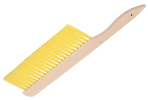 OSALADI Cepillo para Apicultura Mango de Madera, Cerdas Plásticas Suaves, Escoba de Abeja Amarilla Ligera y Portátil, Herramienta Práctica para Suministros de Apicultores en Granja