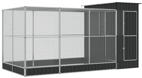 ZIRLANLV Voljär med Förlängning, Fågelvoljär - Silverstål, Utomhusfågelbur med Låsbar Dörr, Walk In Chicken Run Coop, för pigeons parrots Parakit (416 x 203 x 216 cm)