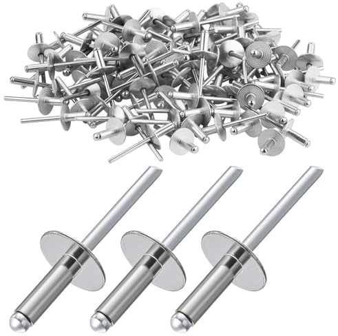 50 Stück Blindnieten mit Großem Flansch 6,4X25X16mm, Aluminium Großkopf | Kuppelkopf Popnieten für Holzbearbeitung Möbel Blech Kraftfahrzeuge Mechanische Ausrüstung Industrie
