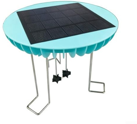 Solare Wasserwellenmaschine für Vogelbad mit Bürstenlosem Motor, 1800mAh für akku, IP65 Wasserdicht, Welleneffekt Generator für Gartenteich und Vogeltränke zur Algenvermeidung, Blau