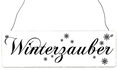 Vintage Deko Schild Türschild WINTERZAUBER Shabby Nostalgie Landhaus Holz weiß