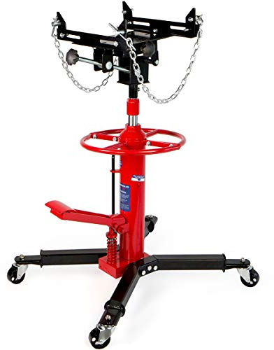XtremepowerUS Heavy Duty 1/2 Ton Hydraulic Telescopic Transmission Jack 2-Stage Hydraulic Transmission Pump Lift Hoist, Red/Black