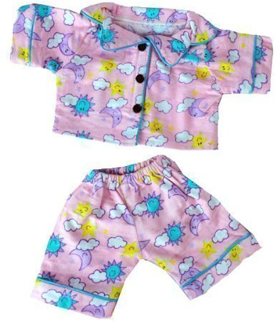 Rosa Sunny Days pyjamas / nallebjörn kläder som passar 14-18 Bygg en björn/björn fabrik