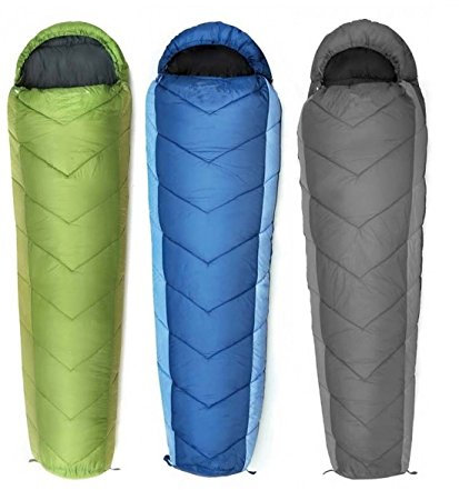 Active Schlafsack DESERT250 Mumienschlafsack blau grau grün - 12 Grad 215 cm Ripstop Allrounder mit Wertfach (blau)
