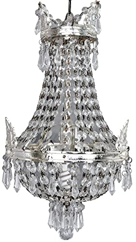 Kronleuchter Antik Lüster Silber Kristallleuchter ohne Leuchtmittel Deckenlüster Lampe 46cm kkc004 Palazzo Exklusiv