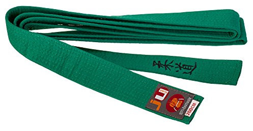 Ju-Sports Budogürtel grün mit Bestickung Judo (Japanisches Kanji)