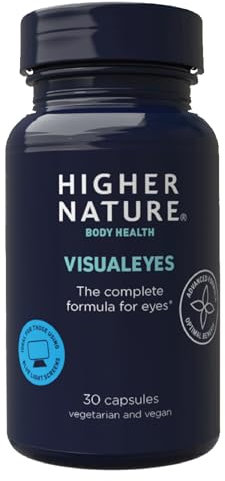 Higher Nature - VisualEyes - Supports Vision - Lutein, Zeaxanthin, Bilberry & Essential Vitamins - 10 Active Ingredients - Vegan - 30 Capsules