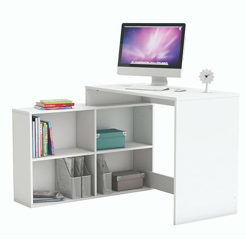 Demeyere 254460 Eckschreibtisch 4 nischen Corner 120 x 77 x 101 cm, perle weiß