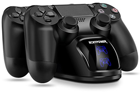 ECHTPower Ricarica Controller per PS4, PS4 Docking Station e Indicatore di LED Base di Ricarica Controller Doppia Stazione di Ricarica per PS4 Controller Wireless/Slim/PRO