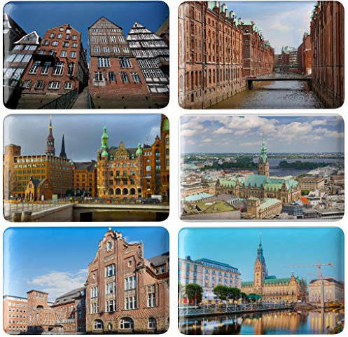 Merchandise for Fans Meine Heimat… Hansestadt Hamburg/Deutschland - 6 rechteckige Kühlschrankmagnete 7X 4,5 cm - 01
