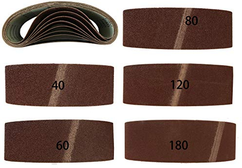 20 Stück Gewebe-Schleifbänder für Bandschleifer 75 x 457 mm Korn 4 x 40/60/80/120/180