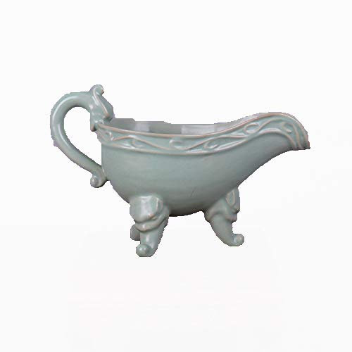 Fashion158 Tianqinggreen Glaze - Taza de porcelana antigua de 3 pies