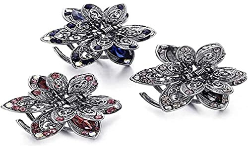 3 Stücke Mini Retro Kristallschmetterlings Haarnadeln, Rutschfeste Retro Kristall Schmetterlings Haarnadeln, Geeignet für Das Tägliche Leben, Partys, Hochzeiten