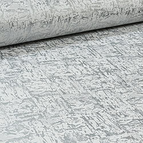 SOPHIE LAURENCE Luxury Metallic Concrete Textured Paste The Wall Industrial Distressed Effect Charcoal Slate Wallpaper (Silver Grey)