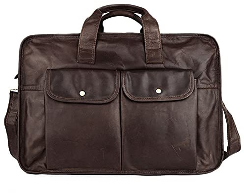 Herren Laptoptasche Arbeitstasche Handtasche, Herren 15.6inch Laptop-Portfolio Schulterhandtasche Echtes Leder Crossbody Messenger Tasche Business Aktentasche Große Satchel Laptop Businesstasche Schul