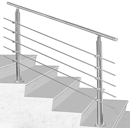 Cecaylie Corrimano scale ringhiera da 100cm con 5 barre trasversali Scale Acciaio Inossidabile per Interni e Esterni Corrimano per scale,ringhiera,balcone