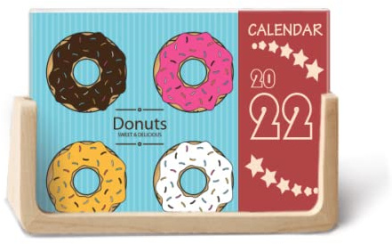 Planificador de calendario de escritorio de 4 colores para postres de alimentos dulces 2022, 12 meses