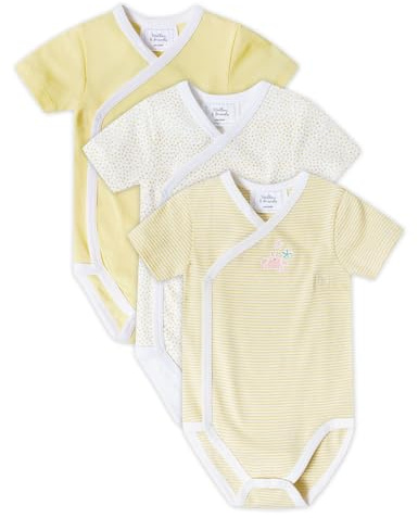 Stellou & friends Body pour bébé, 100 % coton biologique, lot de 3, vêtements doux et de qualité supérieure pour enfants garçons et filles, body à manches longues et manches courtes, certifié Oeko-Tex